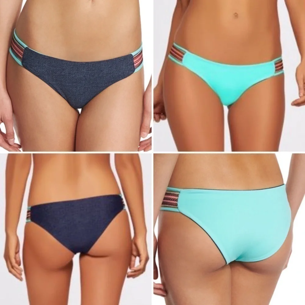 l*space Bikini Bottom ‘Indian Summer’ Reversible Denim Blue XS lspace New NWT